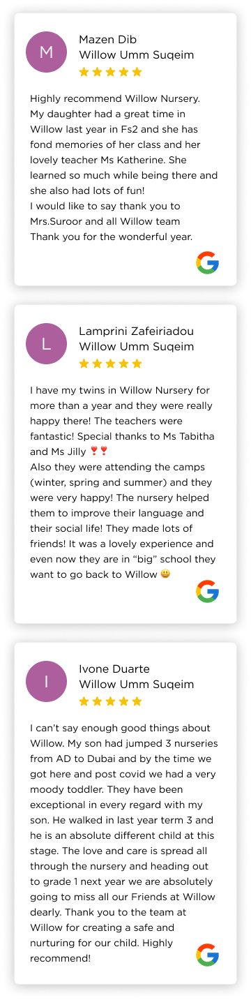 Parent testimonials for Umm Suqeim (mobile)