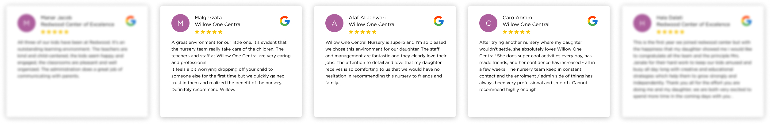 Parent testimonials for One Central, DWTC