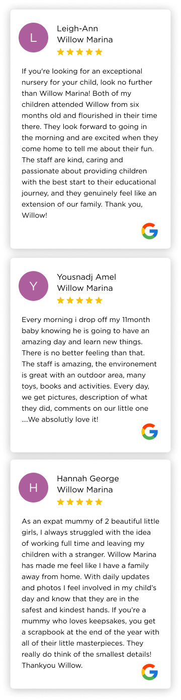 Parent testimonials for Dubai Marina (mobile)