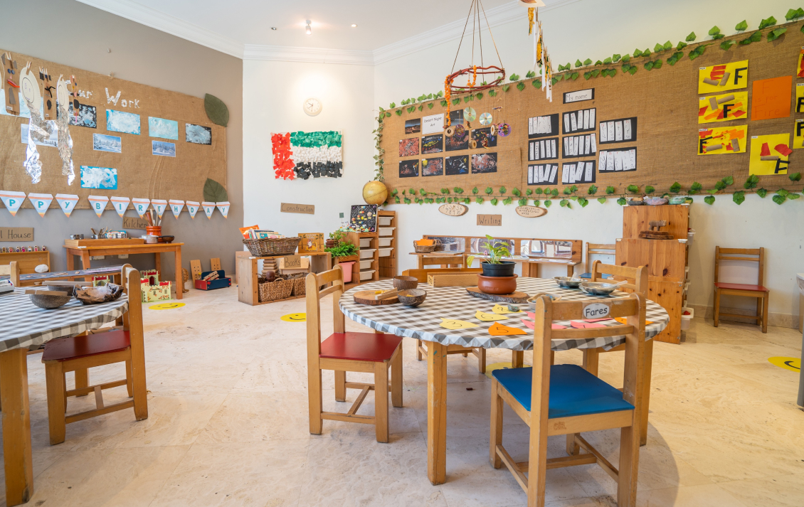 A round table in a room.